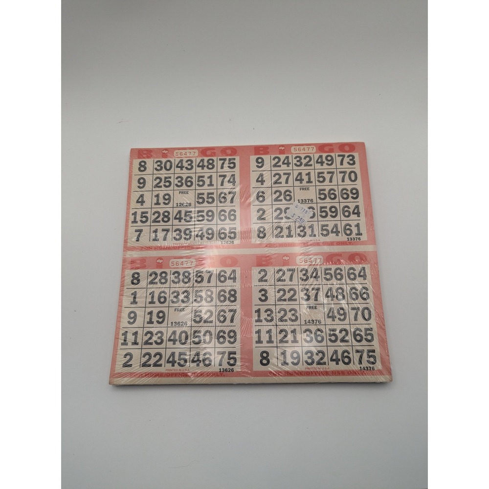 Sealed On the Spot Bingo Game Pad 125 Sheets 4 Cards Per Page‎ Red Black New Vtg